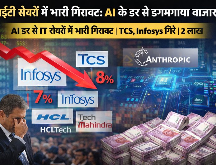 AI डर से IT शेयरों में भारी गिरावट | TCS, Infosys गिरे | 2 लाख करोड़ डूबे